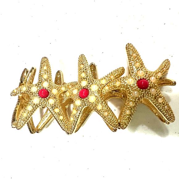 Lilly Pulitzer Starfish Gold and Orange Cuff Bracelet - Picture 2 of 3